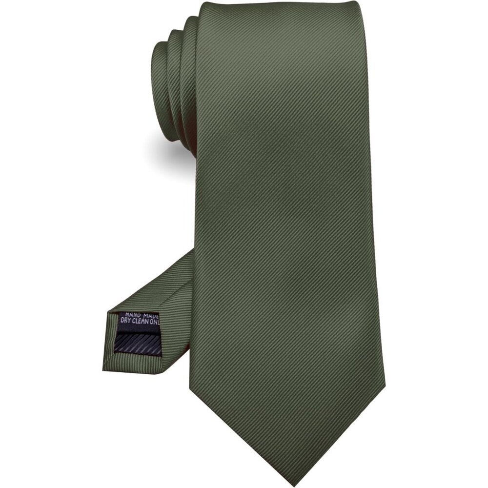 Men's Morandi Grey Green Solid Colour Tie Formal Necktie Imported Silk Blend